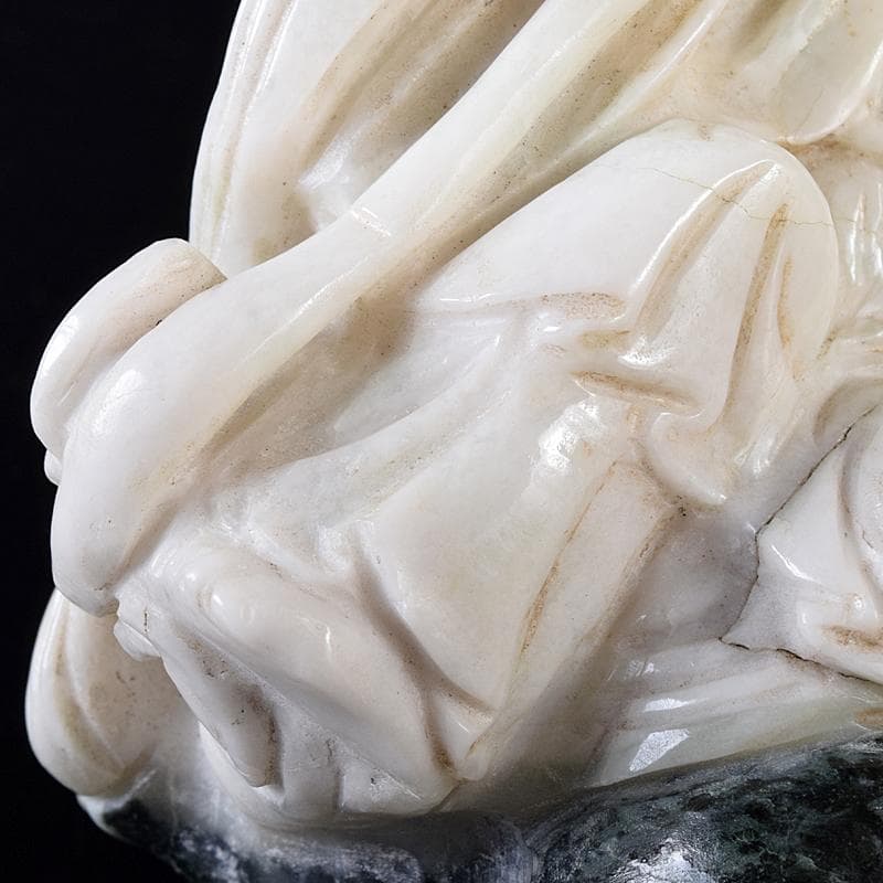 中国　玉石翡翠彫刻　福禄寿像　置物　約1307g　M　R8291