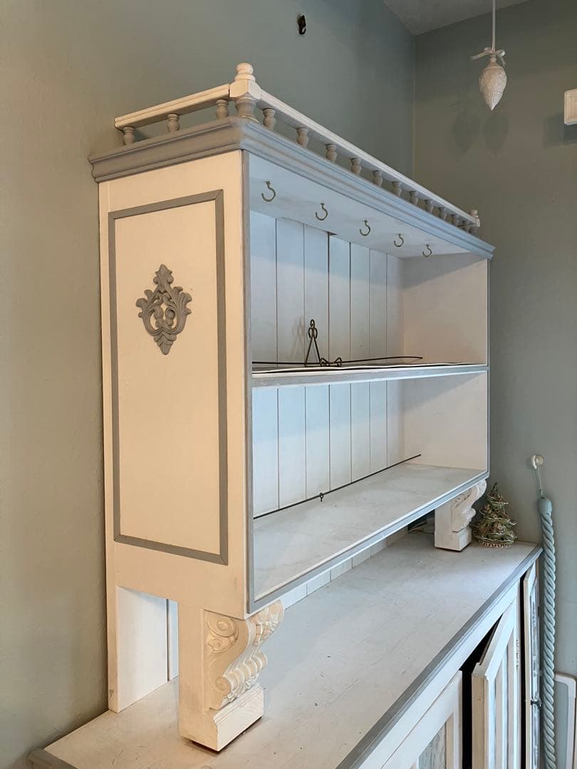 ハンドメイド 飾り棚 木製 ホワイト キャビネット　オープン シェルフ棚