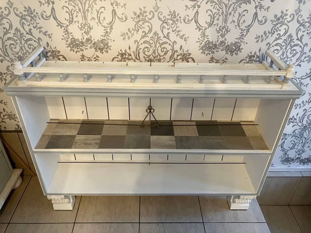 ハンドメイド 飾り棚 木製 ホワイト キャビネット　オープン シェルフ棚