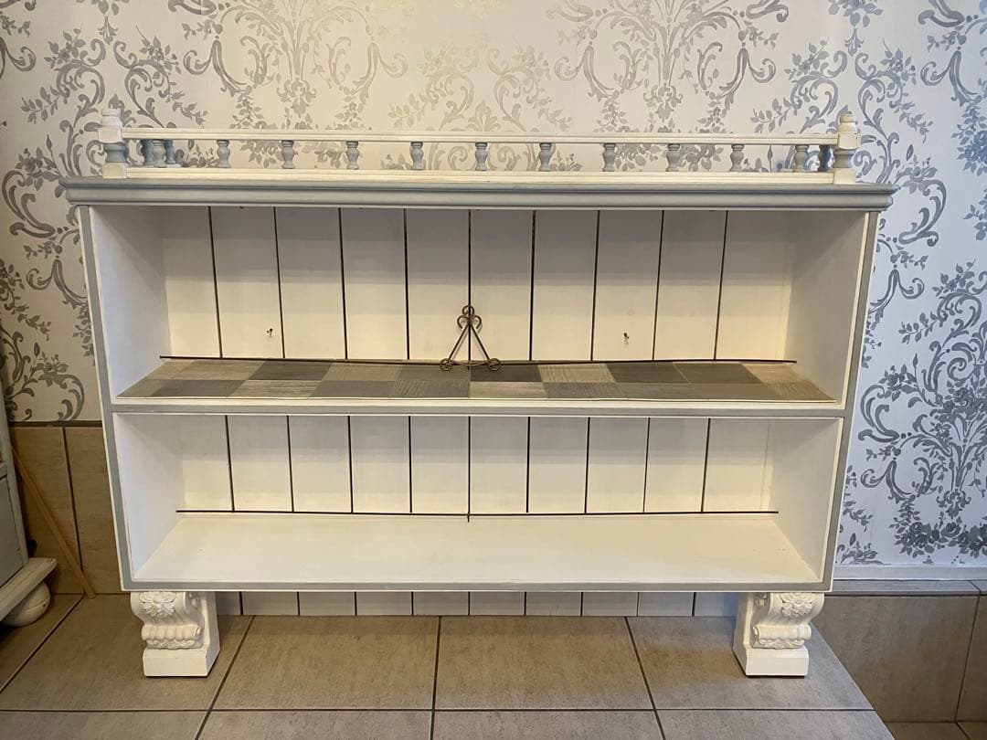 ハンドメイド 飾り棚 木製 ホワイト キャビネット　オープン シェルフ棚