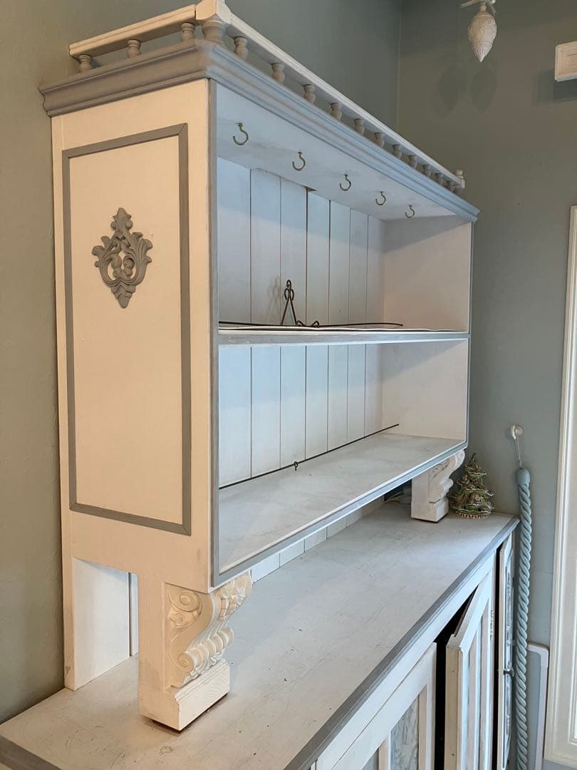 ハンドメイド 飾り棚 木製 ホワイト キャビネット　オープン シェルフ棚