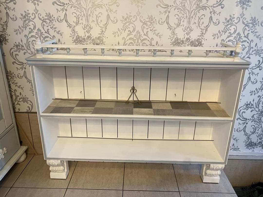 ハンドメイド 飾り棚 木製 ホワイト キャビネット　オープン シェルフ棚