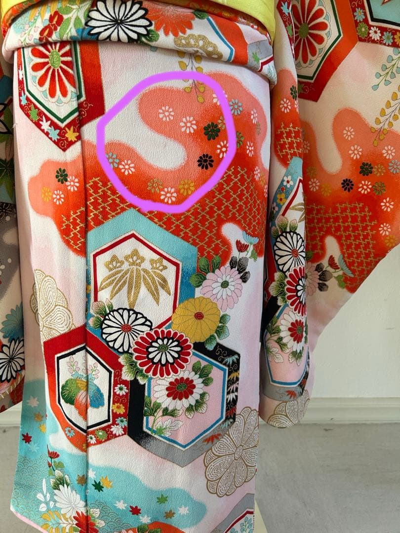 7歳　七五三　アンティーク着物、帯、帯揚げ、帯締め　しごきセット