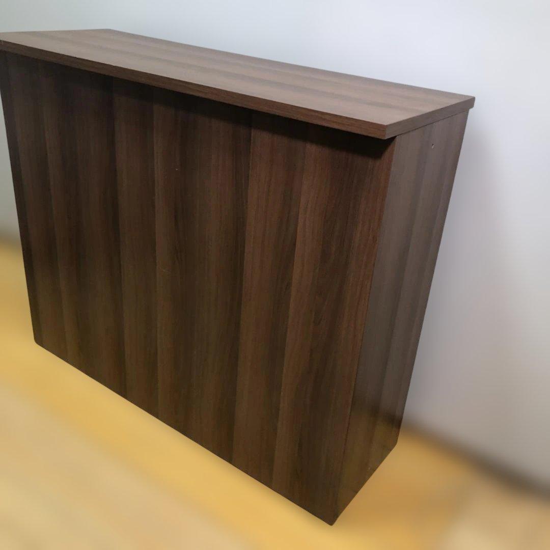 送料無料 木目調 レジカウンター 受付台 ブラウン 店舗 事務所 88277