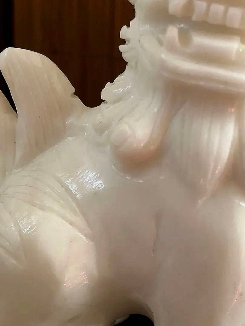 中国美術 獅子 古白玉 彫刻 一対 - メルカリ