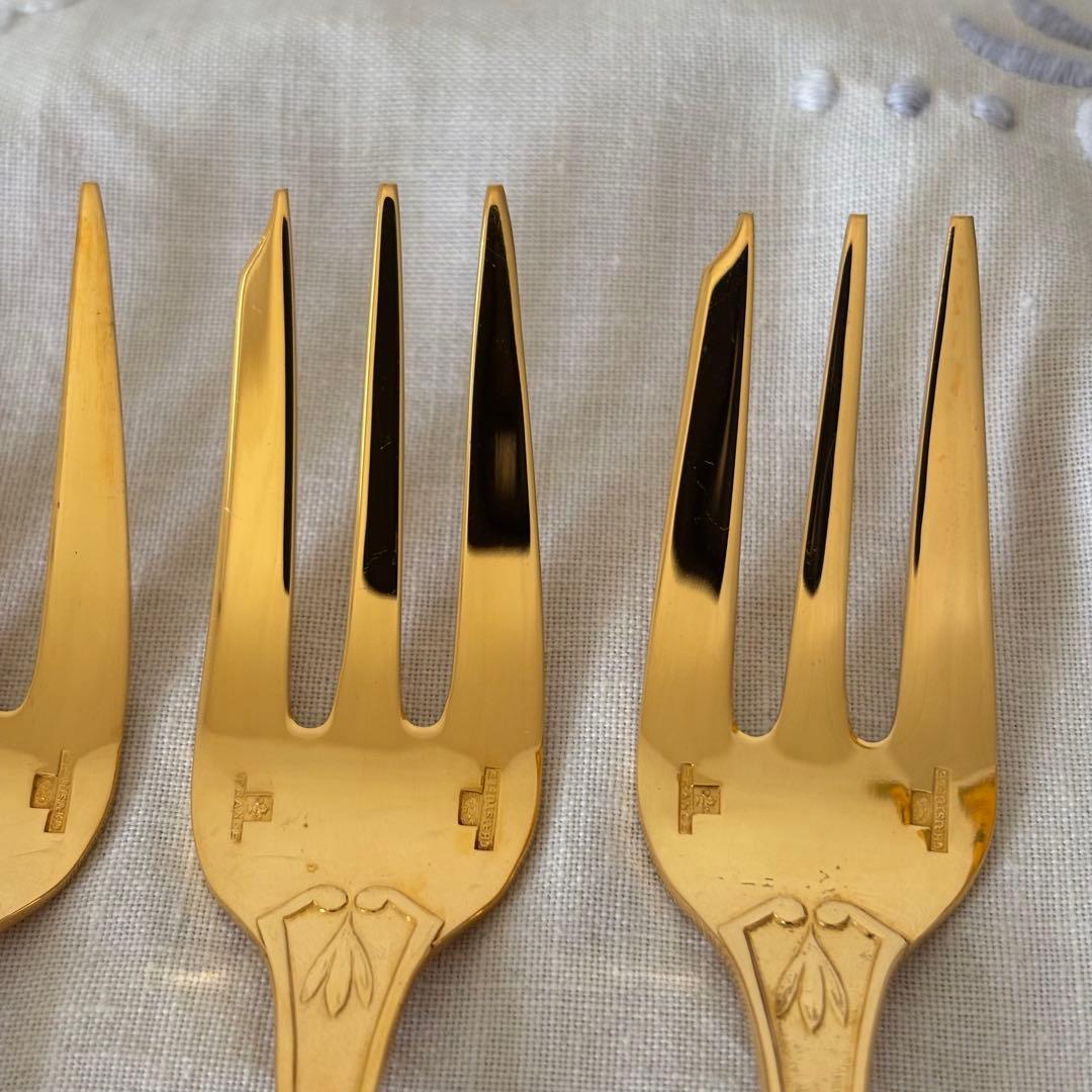 クリストフル ナターシャ6本 24金プレート デザートフォーク フランス 廃盤