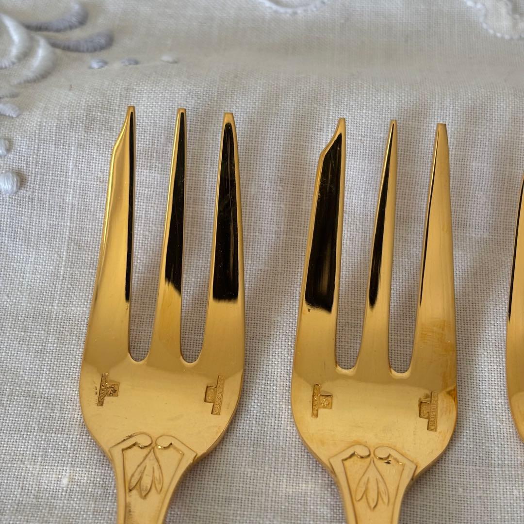 クリストフル ナターシャ6本 24金プレート デザートフォーク フランス 廃盤