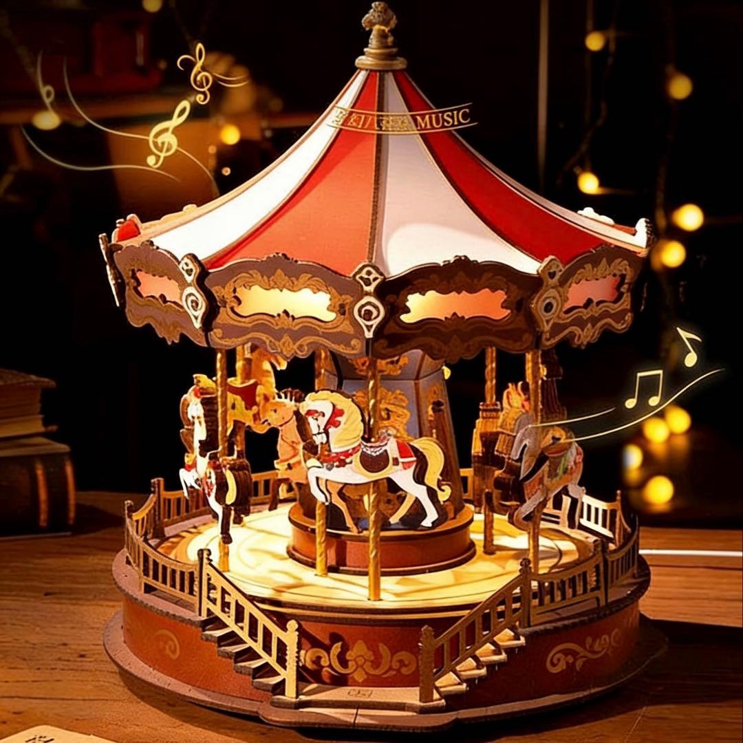新品　回転木馬　オルゴール　完成品販売　クリスマスプレゼント