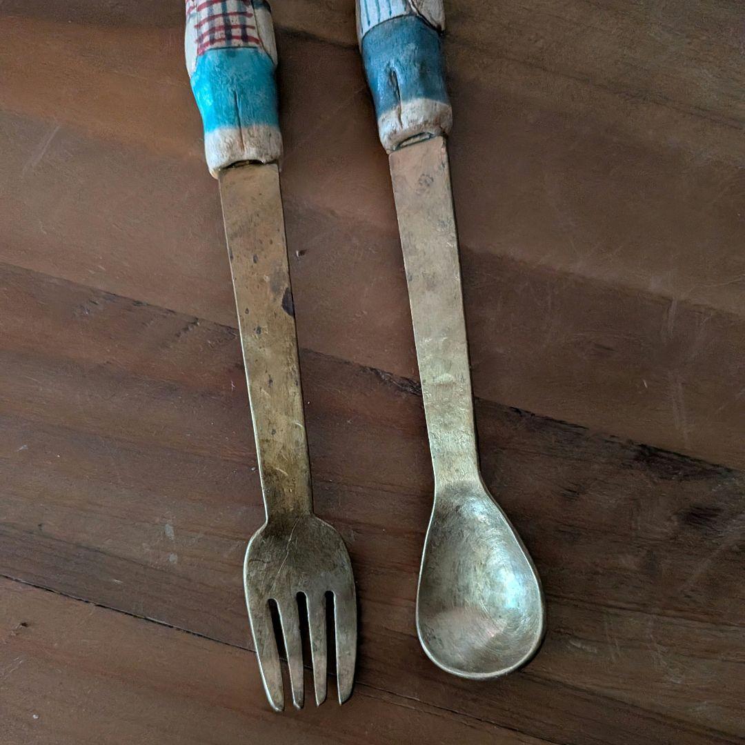 お値下げ…ttoさん中村かおりさんコラボ　真鍮と陶器のカトラリーセット　猫　ねこ