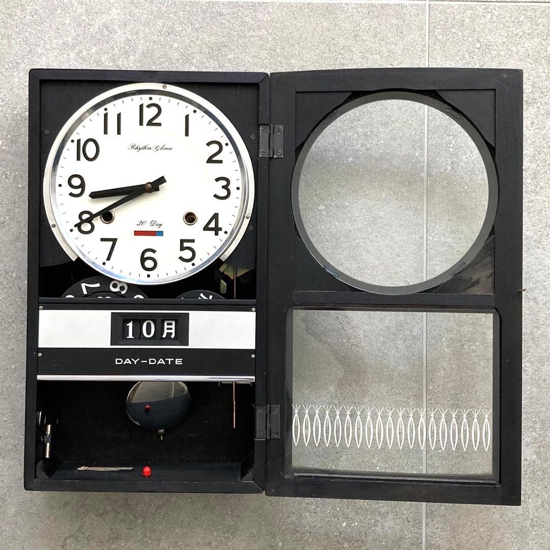 動作OK】木製 掛時計 ボンボン時計 ゼンマイ式 30DAY おしゃれ - メルカリ