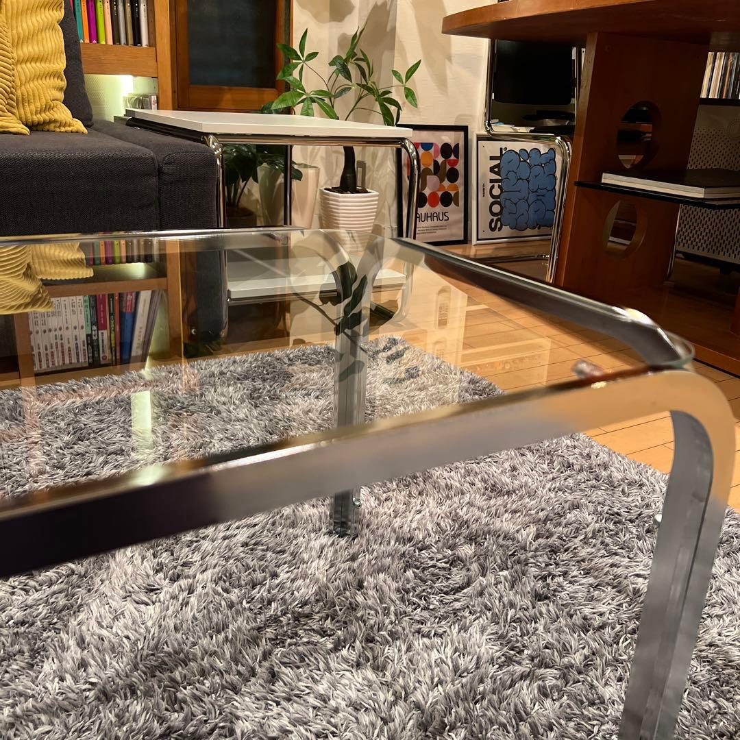 ミッドセンチュリー アイアンフレーム センターテーブル ガラステーブル