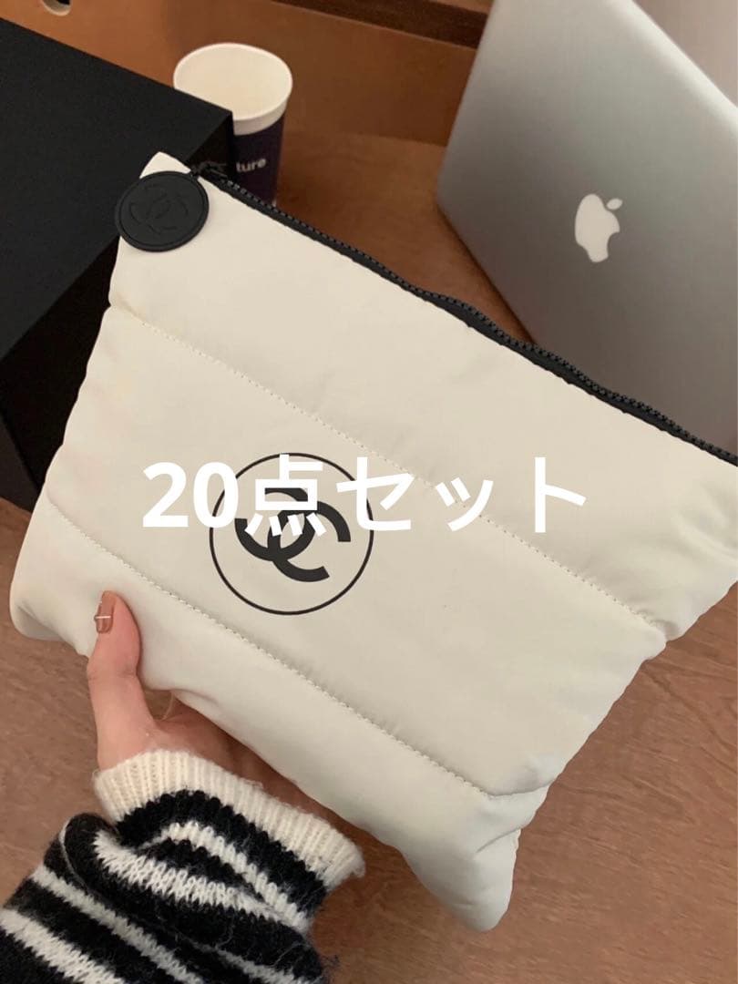 シャネル 化粧ポーチ ソフトクッションポーチ ノーベルティ 白 セット