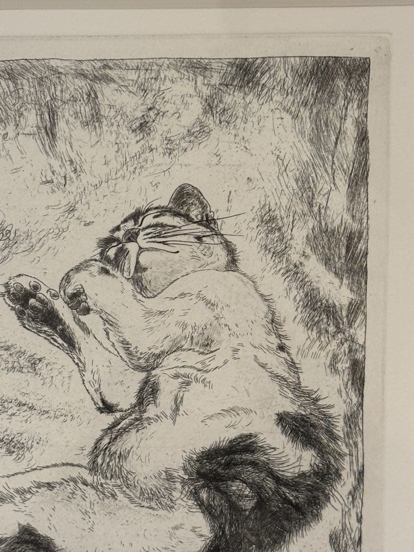 藤田嗣治　猫　額　銅版画　エッチング　シャーマンコレクション