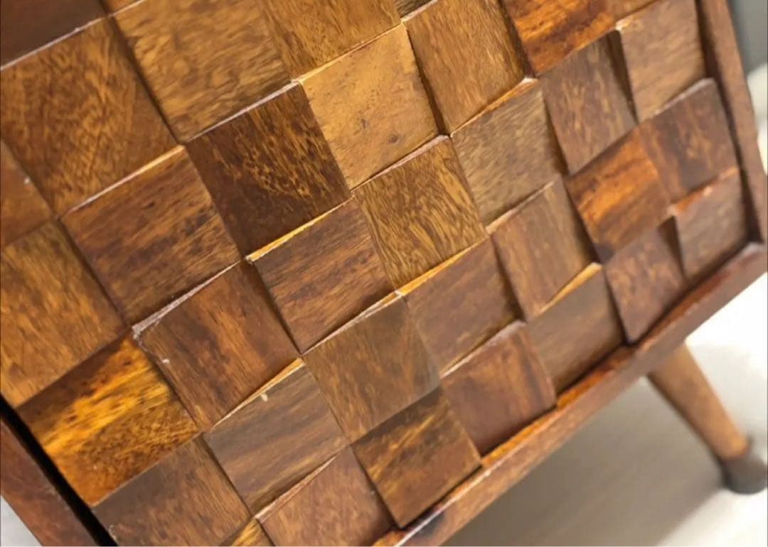 ★ZARA スクエアーウッドヘッドサイドテーブル木製