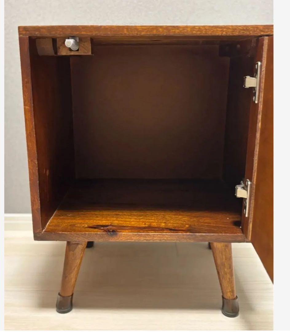 ★ZARA スクエアーウッドヘッドサイドテーブル木製