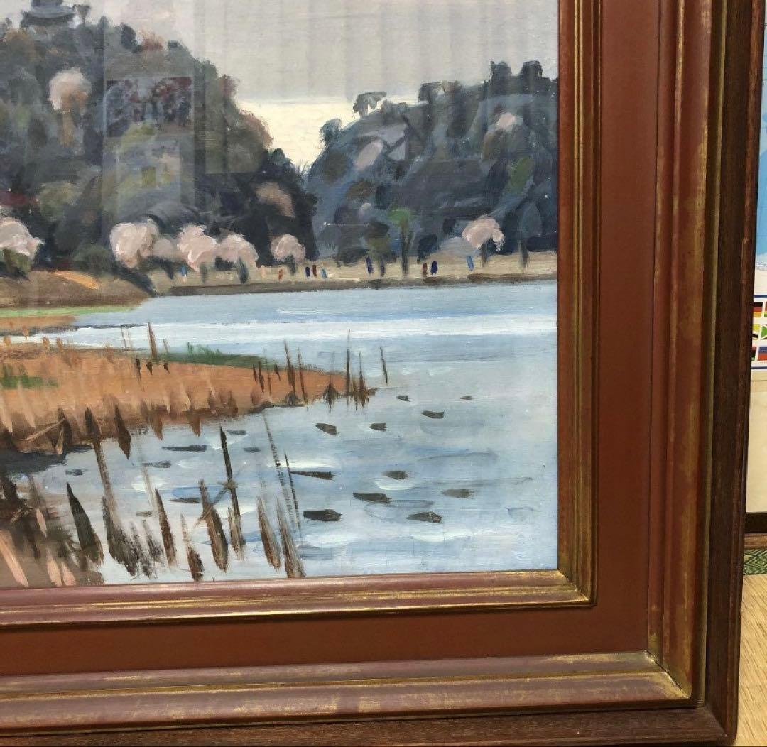 最終値下げ 絵画 インテリア油絵 三溪園春色 猪瀬踏花 希少品 72x65cm