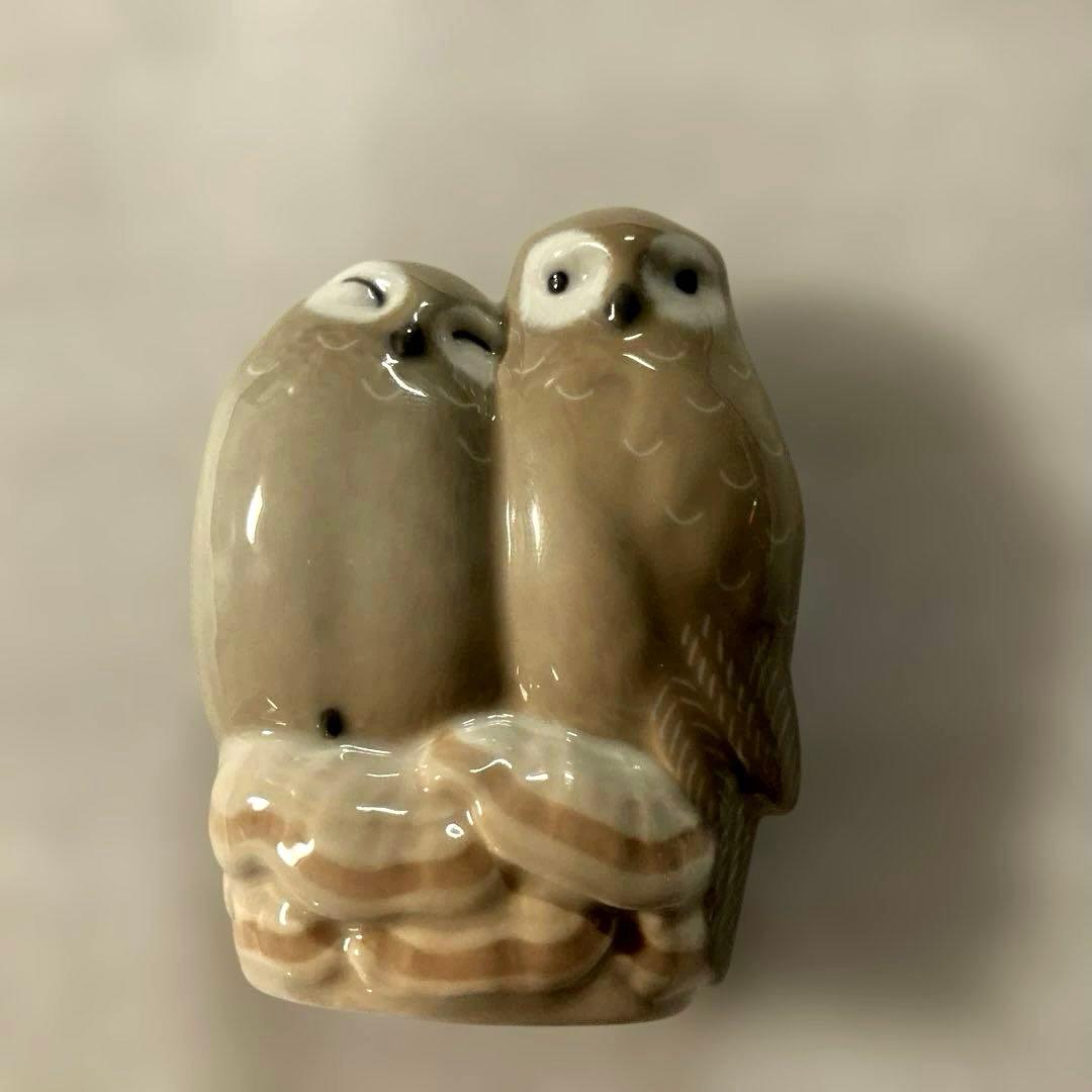   フィギュリン★ペアフクロウ★美品