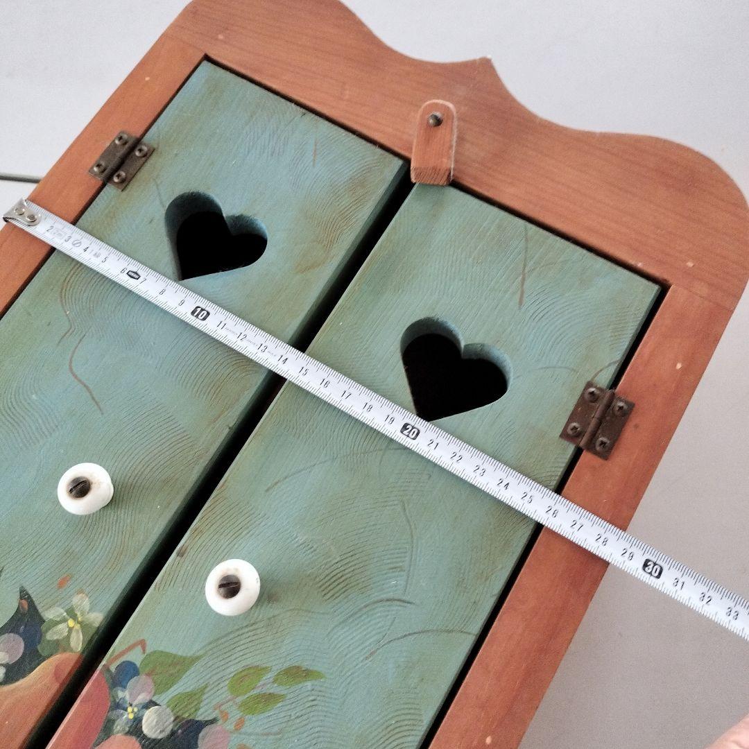 木製ラック ハート型扉 3段収納 トールペイント