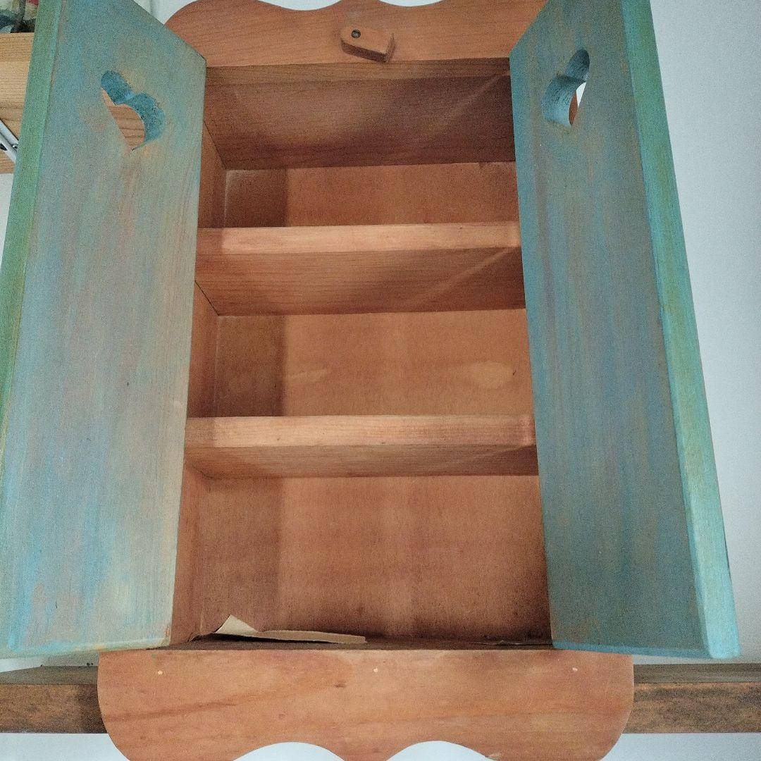 木製ラック ハート型扉 3段収納 トールペイント