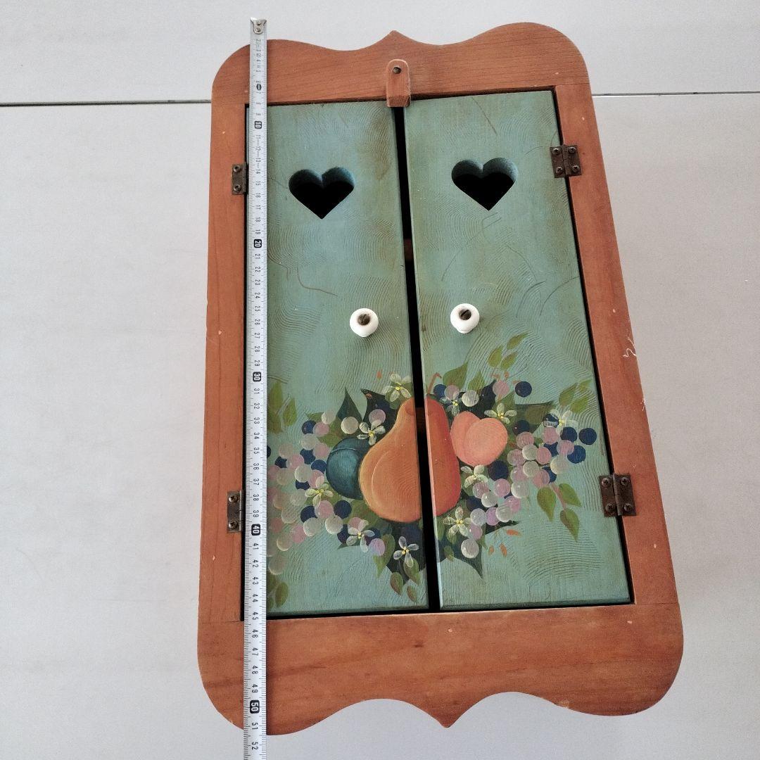 木製ラック ハート型扉 3段収納 トールペイント