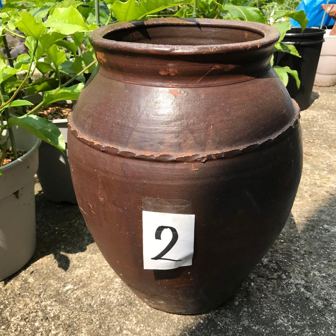 唐津焼 甕 壺②高さ約37.5㎝＊古民具メダカ鉢睡蓮鉢 - メルカリ