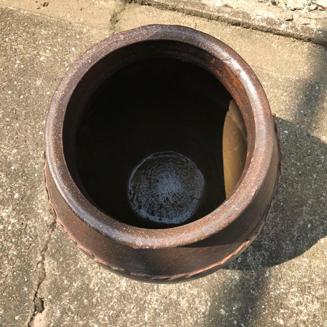唐津焼 甕 壺②高さ約37.5㎝＊古民具メダカ鉢睡蓮鉢 - メルカリ