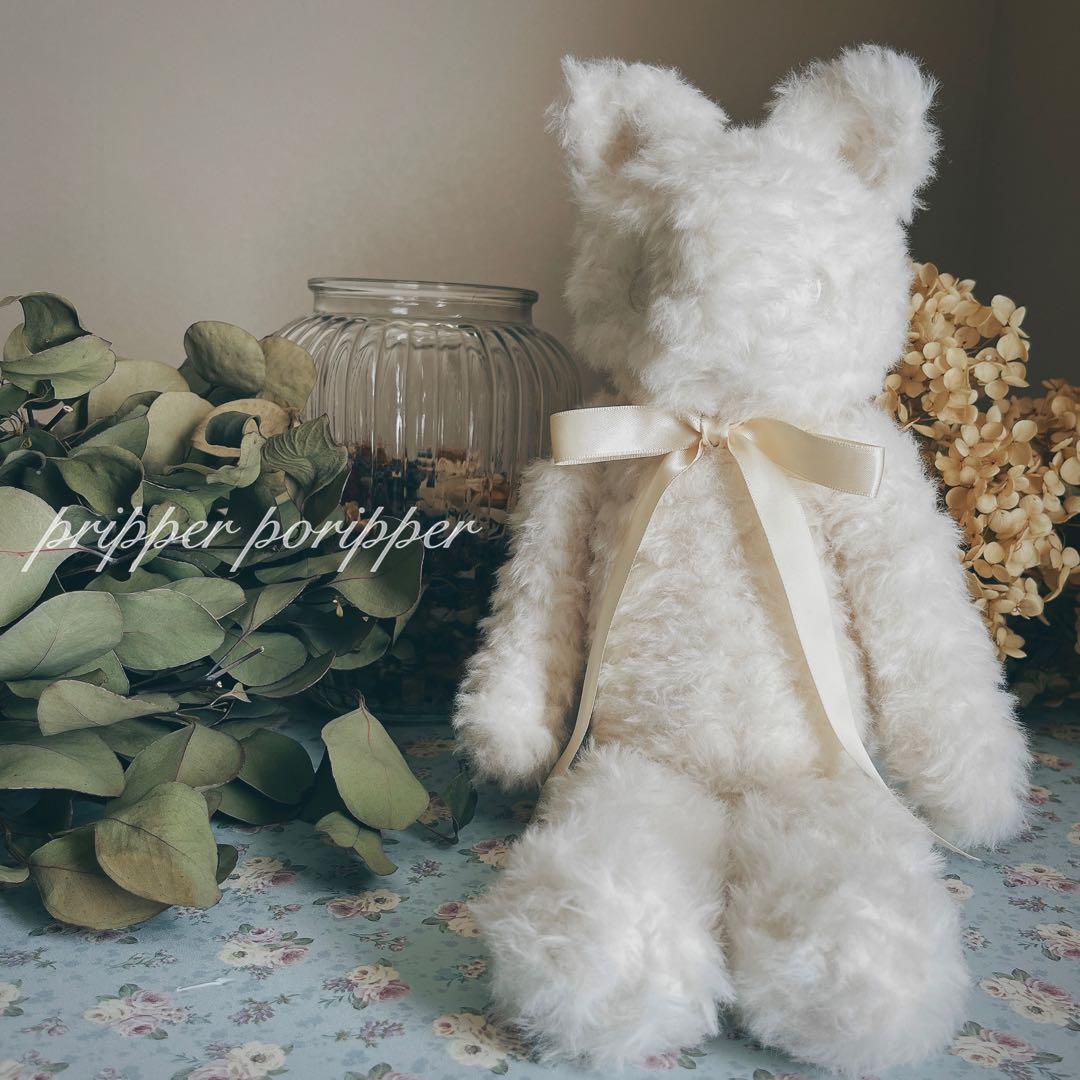 sample しろねこのあみぐるみ　ふわふわ　猫　ぬいぐるみ　白猫