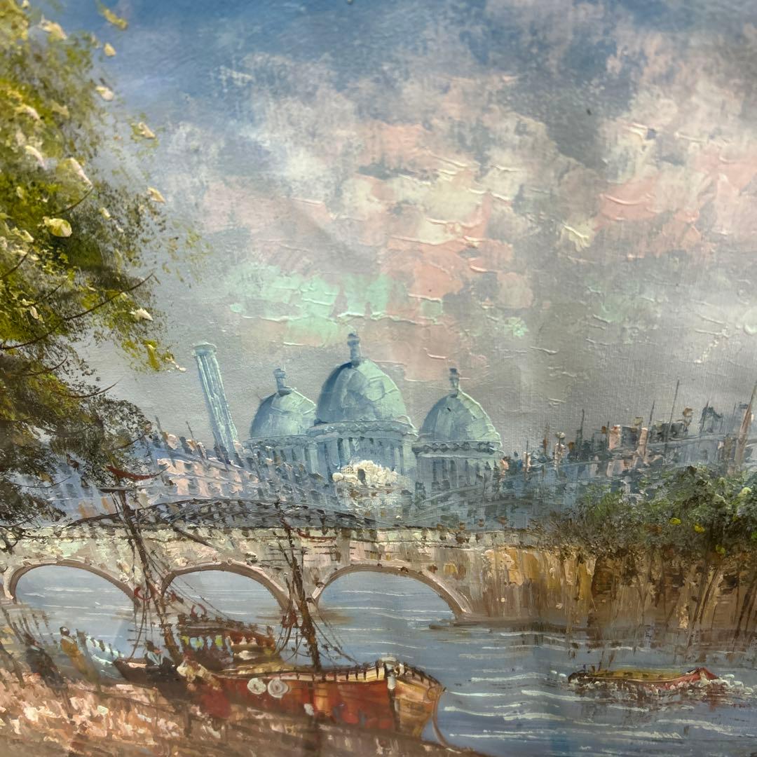 作者不詳 パリの風景 エッフェル塔とノートルダム大聖堂 額付 絵画 インテリア