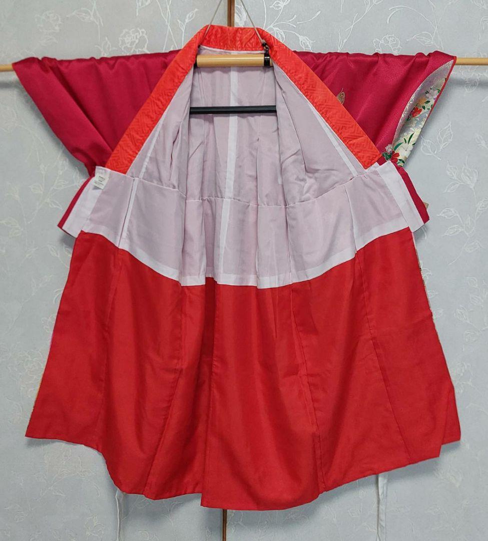 NA352アンティーク子供着物正絹七五三3歳用着丈89センチ裄丈46センチ
