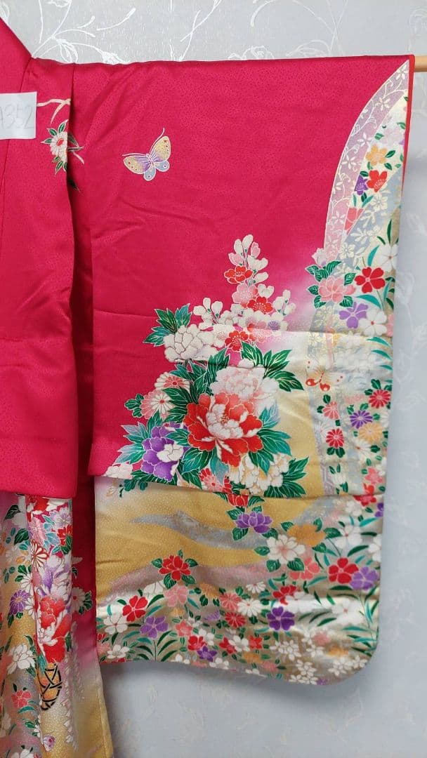 NA352アンティーク子供着物正絹七五三3歳用着丈89センチ裄丈46センチ