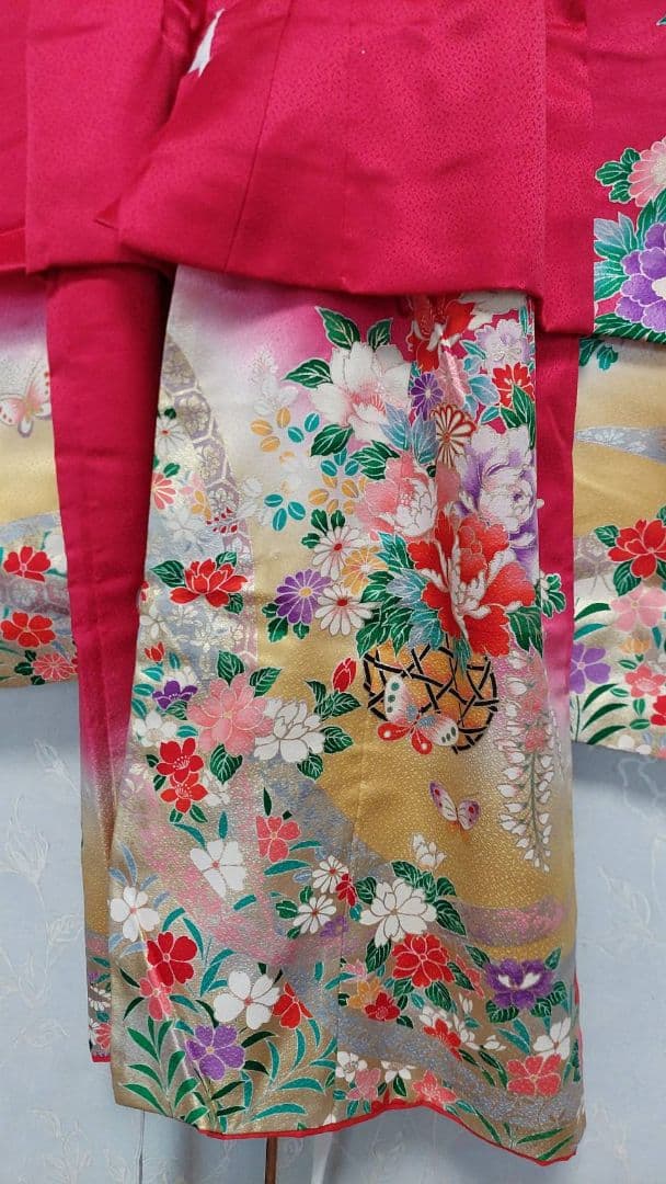 NA352アンティーク子供着物正絹七五三3歳用着丈89センチ裄丈46センチ