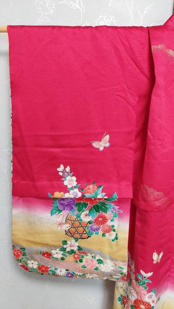 NA352アンティーク子供着物正絹七五三3歳用着丈89センチ裄丈46センチ