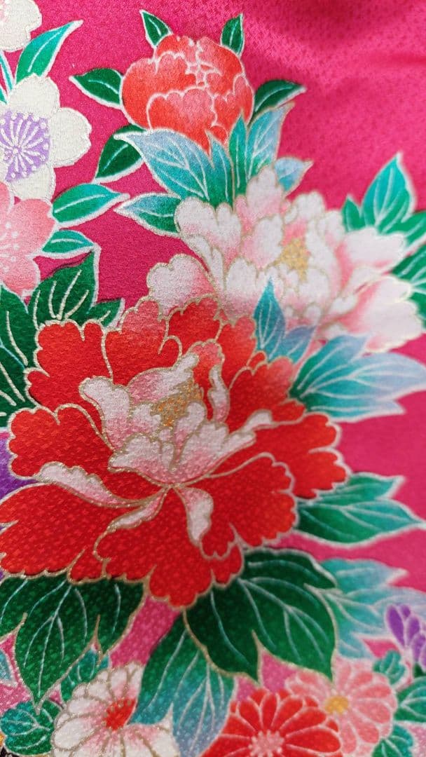 NA352アンティーク子供着物正絹七五三3歳用着丈89センチ裄丈46センチ