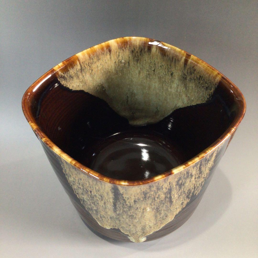 P508 水指 『高取焼』『青柳翠峰造』『耳付水指』 共箱 茶道具