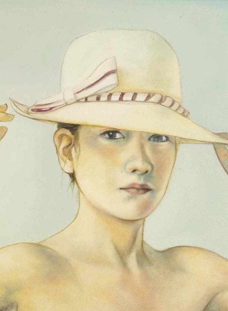 高塚省吾　油彩　肉筆『光の季節』表と裏サイン　共シール　F6号　額装　b806