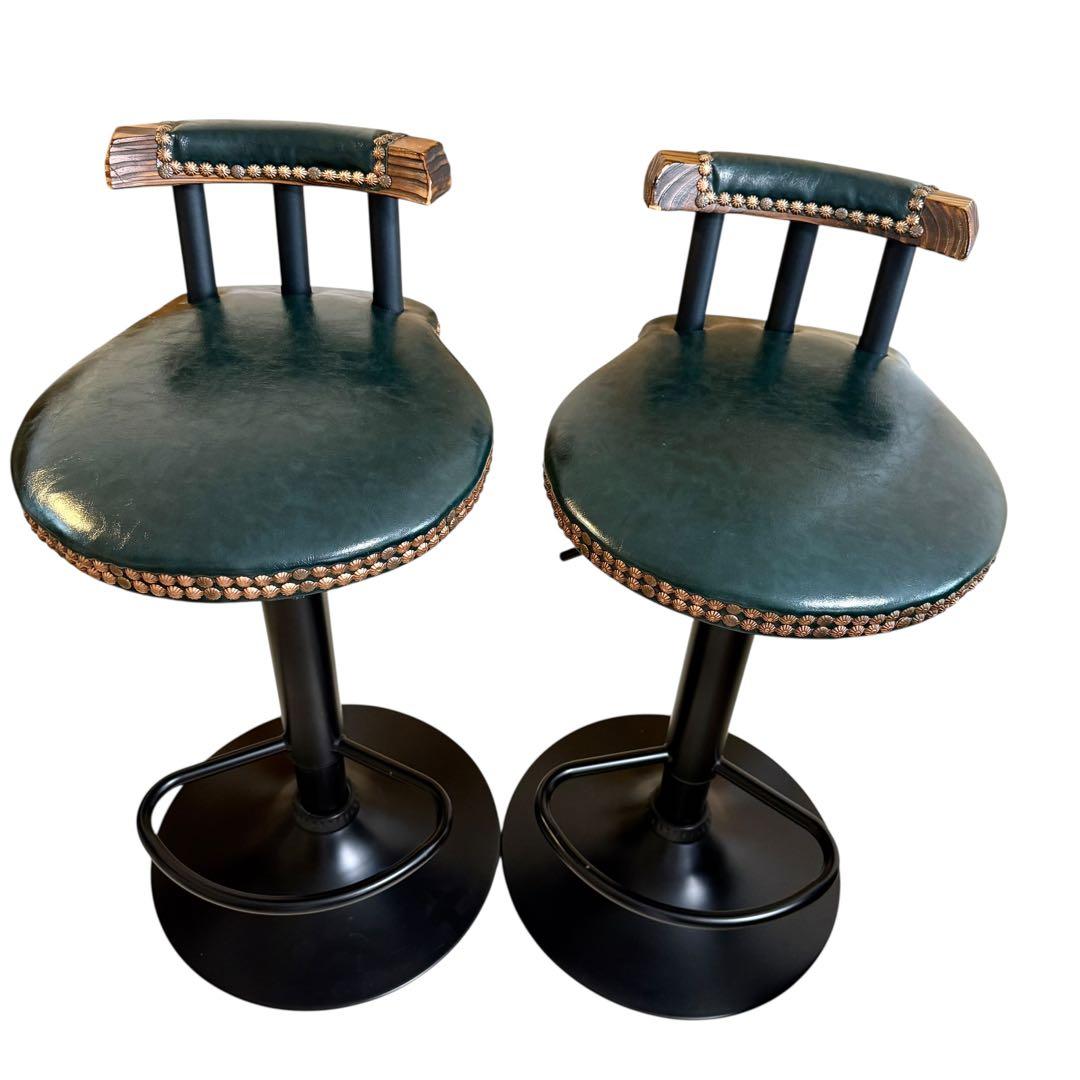 【ヴィンテージ】回転式 バーチェア 2脚セット 昇降式 カウンターチェア レトロ