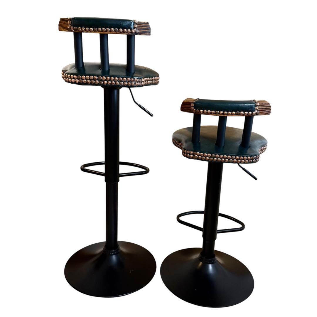 【ヴィンテージ】回転式 バーチェア 2脚セット 昇降式 カウンターチェア レトロ