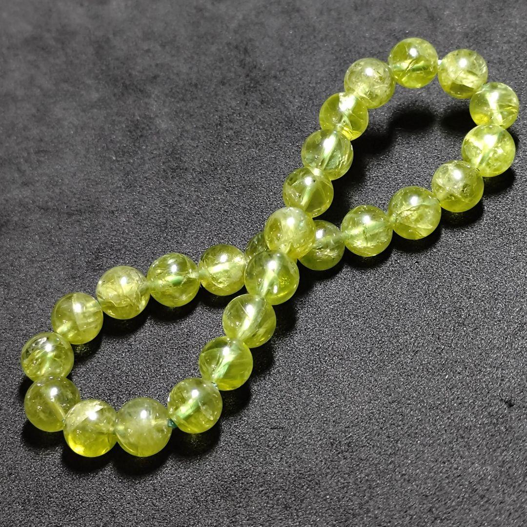 ★(dima おまとめ歓迎！)クリアペリドット 7.5ミリ珠 ブレスレット