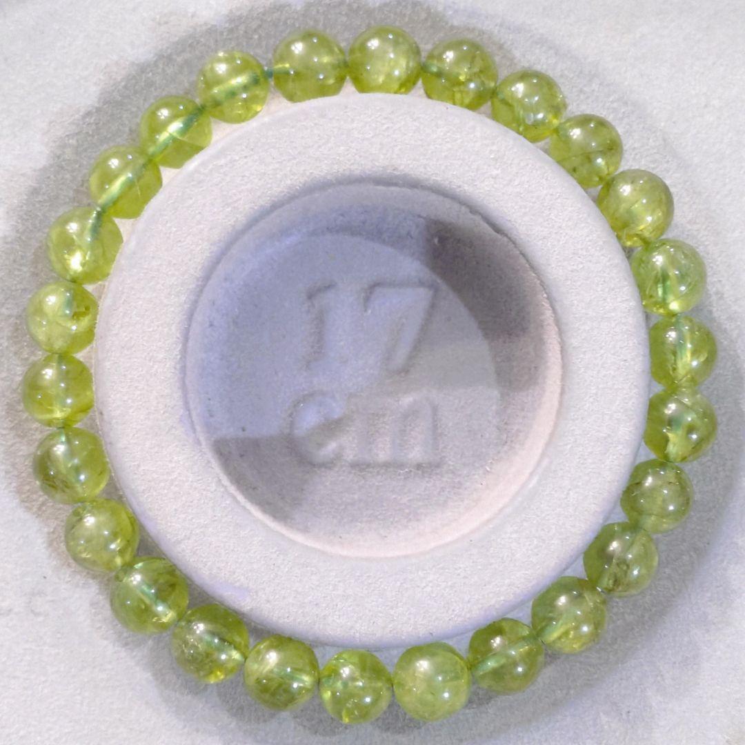 ★(dima おまとめ歓迎！)クリアペリドット 7.5ミリ珠 ブレスレット