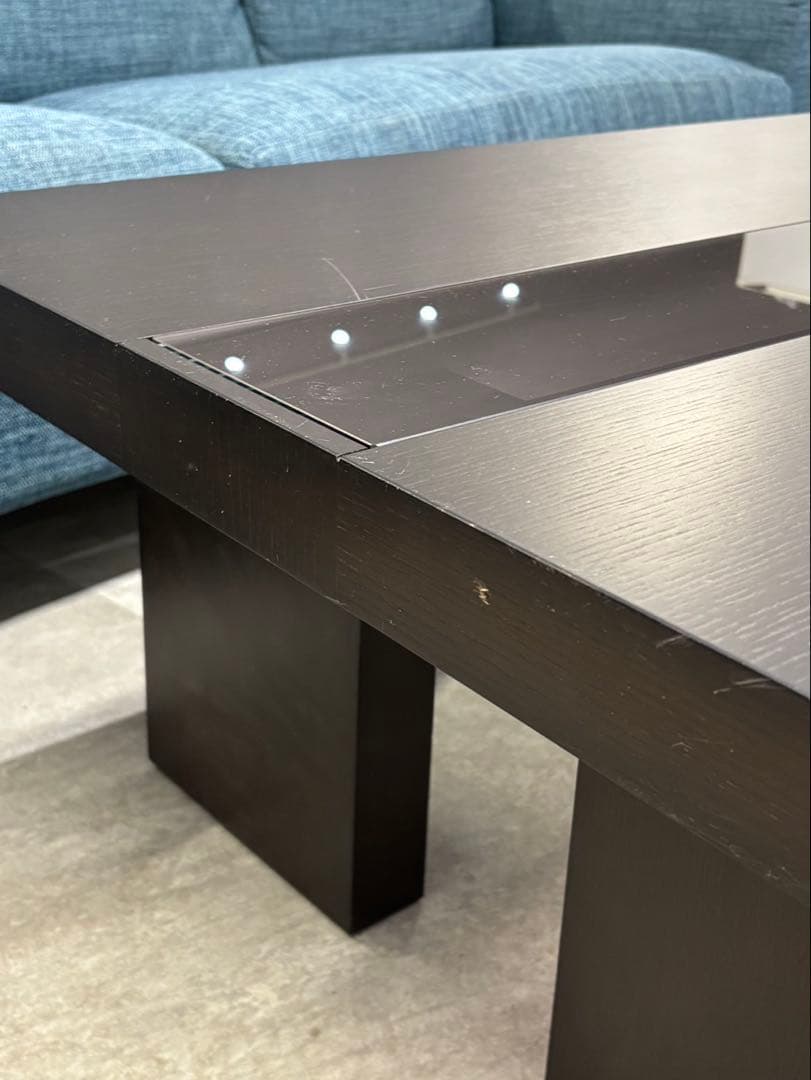 IDC大塚家具 リビングテーブル 中央ガラス センターテーブル ブラウン