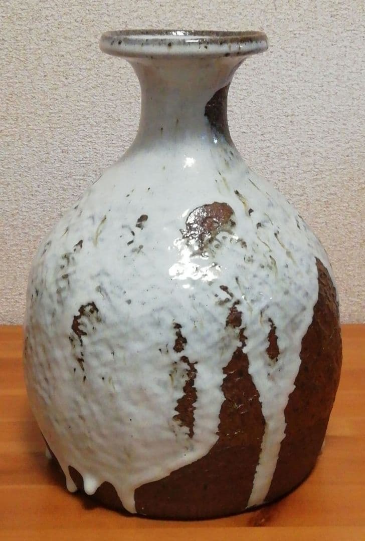 田中佐次郎作　唐津焼　舟徳利　花入　共箱　花瓶