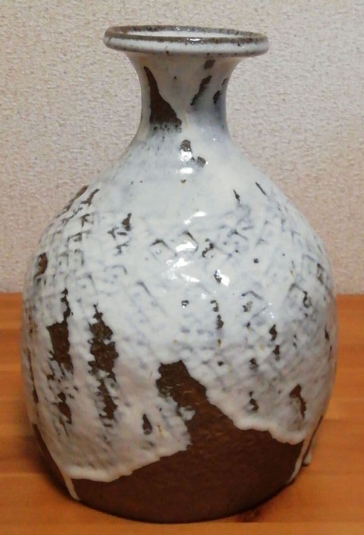 田中佐次郎作　唐津焼　舟徳利　花入　共箱　花瓶