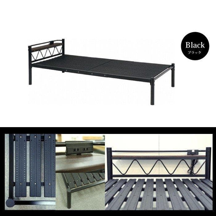 新品　未使用　　シングルべト　ブラック　コンセント付き　すのこベッド　ホワイト