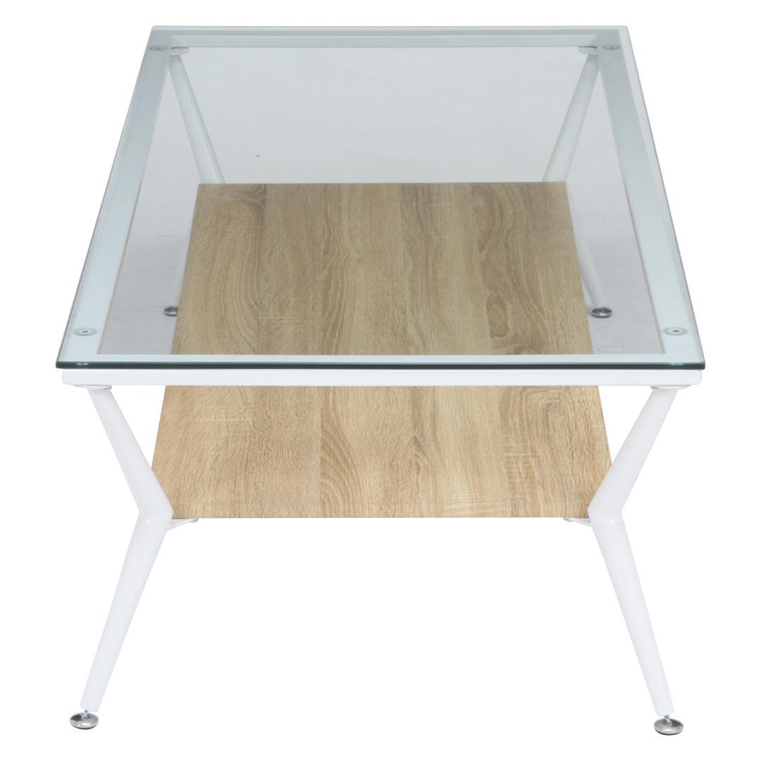 ガラス天板リビングテーブル ホワイトナチュラル W120