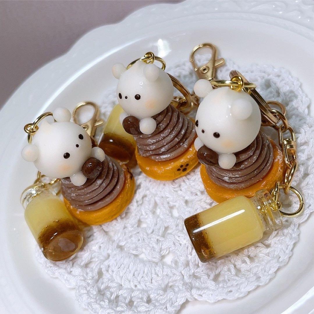 モンブラン くま ケーキ キーホルダー チャーム フェイク スイーツ