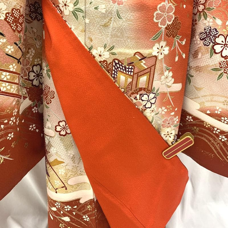 510ag7■七五三 七歳 女児 着物&袋帯&長襦袢 御所車 トール■美品