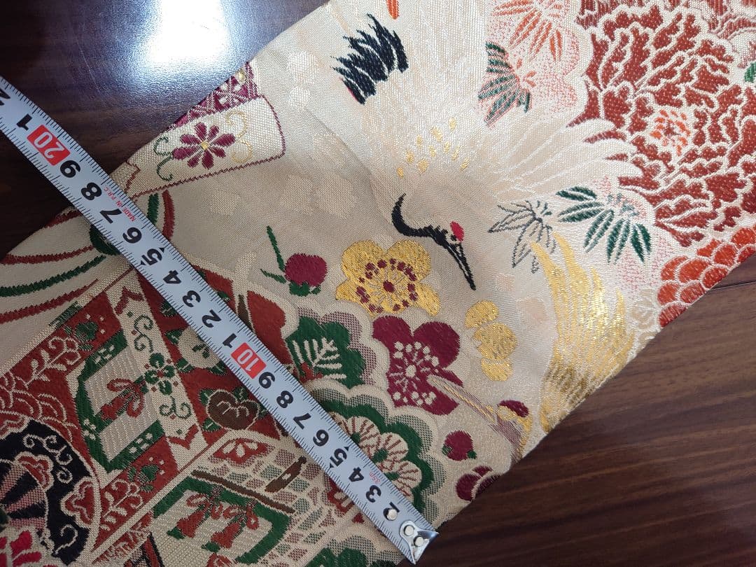 正絹袋帯からの作り帯　文庫結び　アンティーク　七五三ジュニア帯　鶴　一点物