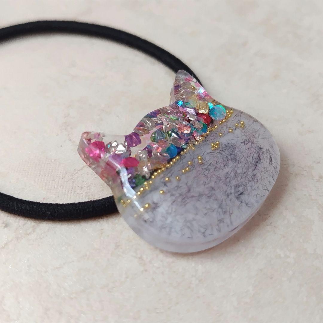 ギラギラ猫ちゃんレジンヘアゴム