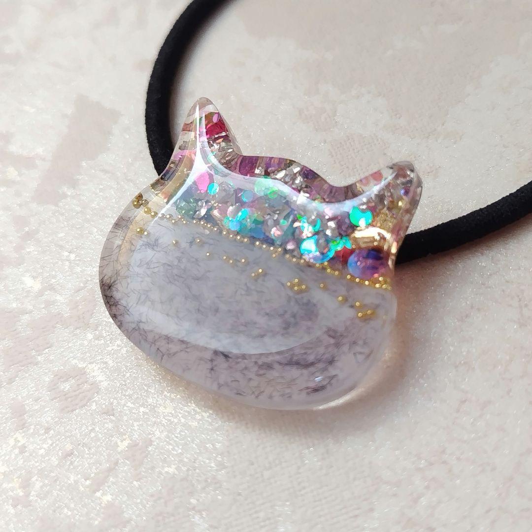 ギラギラ猫ちゃんレジンヘアゴム