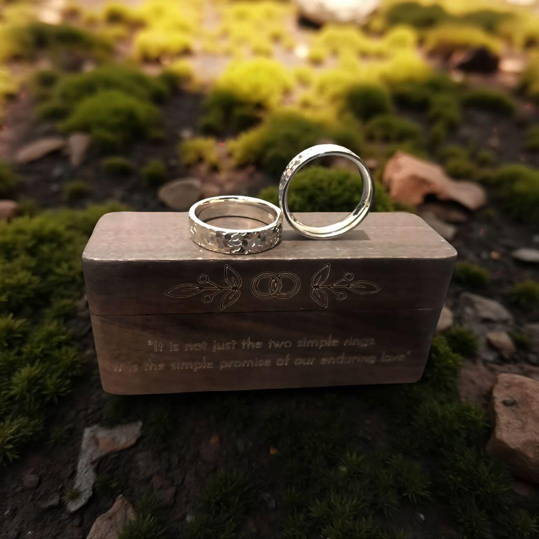 ペアリング、結婚指輪、プロポーズリング、 婚約指輪、贈り物、木製ボックス付き